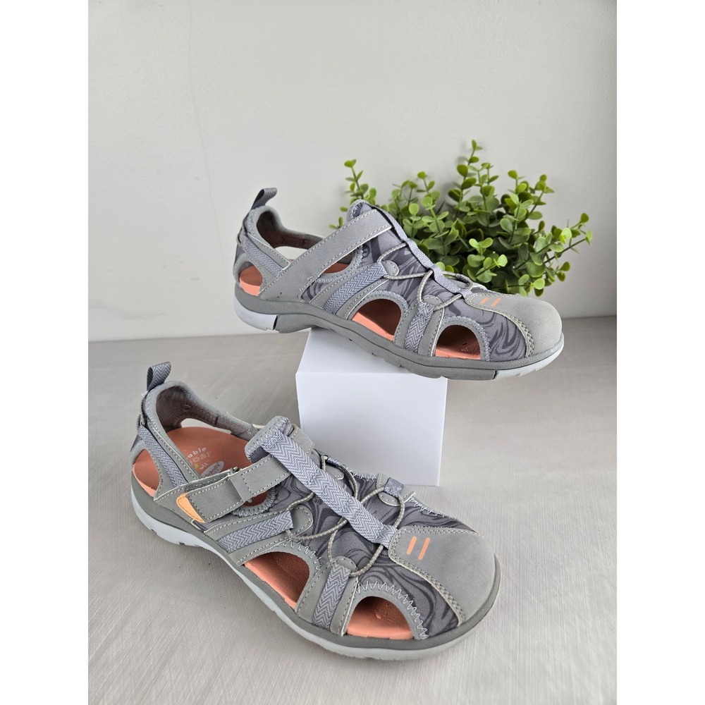 Dr Scholls Adelle Rek Women 7M Gray Peach Sporty Fisherman Sandals Walking Shoes - Picture 1 of 10